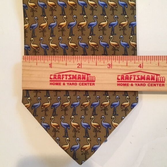 Men’s Handmade Lord & Taylor Silk Tie All-Over Flamingo Pattern - Picture 2 of 3